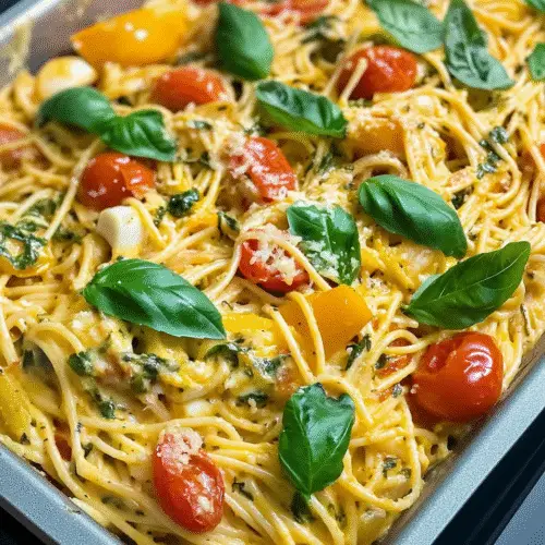Geröstete Gemüse-Pasta mit Frischkäse