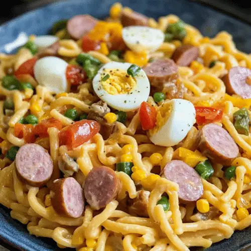 Herzhafter Nudelsalat mit Wurst