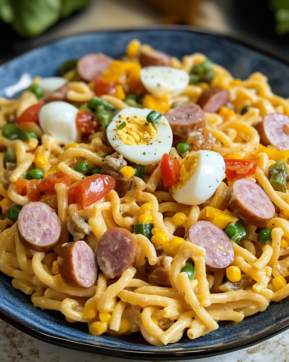 Herzhafter Nudelsalat mit Wurst