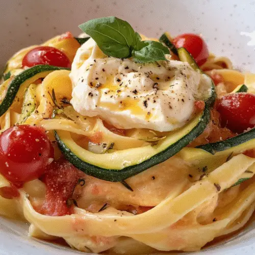 Cremige Burrata-Zucchini-Pasta