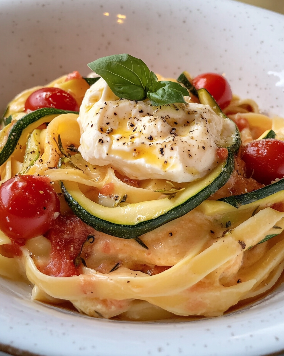 Cremige Burrata-Zucchini-Pasta