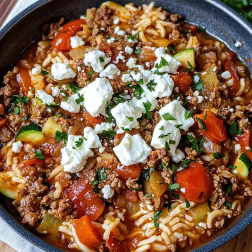 Griechische Kritharaki-Hackfleisch-Pfanne