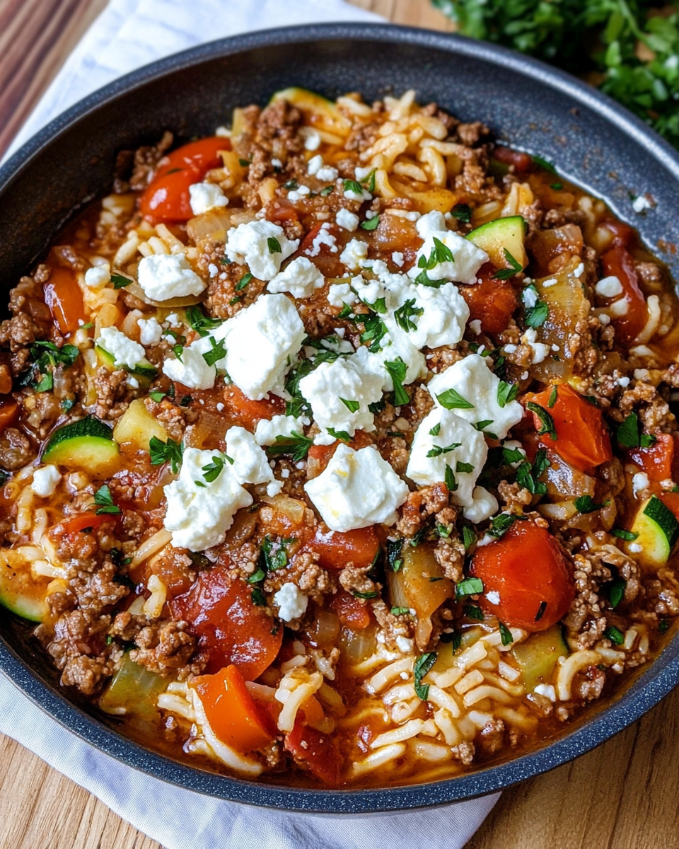 Griechische Kritharaki-Hackfleisch-Pfanne