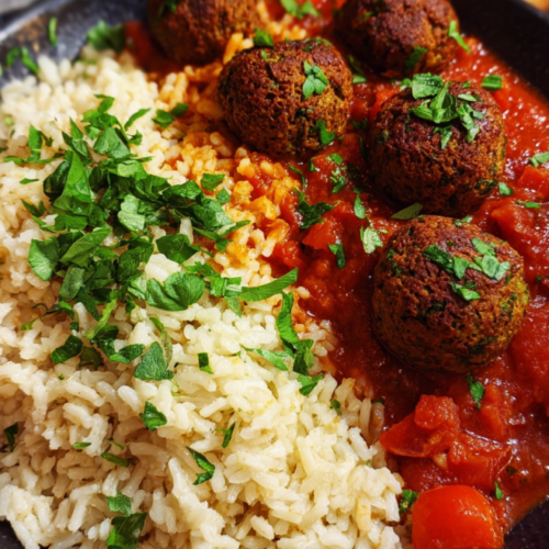 Falafel-Pfanne mit Vollkornreis