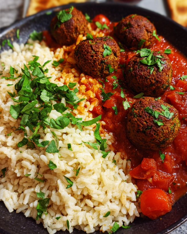 Falafel-Pfanne mit Vollkornreis