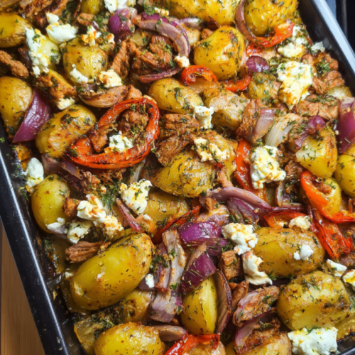 Herzhaftes Gyrosblech mit Kartoffeln