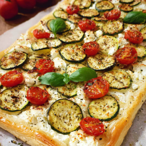 Knusprige Blätterteigpizza mit Gemüse
