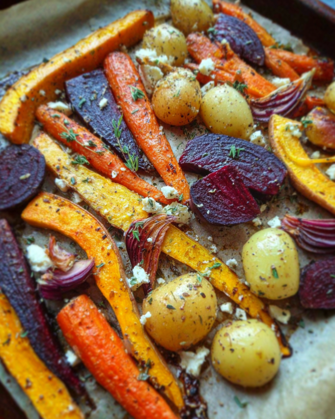 Herbstliches Kürbisgemüse mit Feta