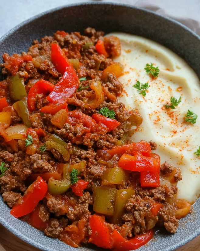 Herzhafte Paprika-Hackfleisch-Pfanne