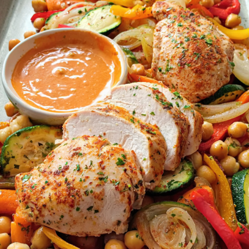 Saftiges Hähnchen mit Ofengemüse