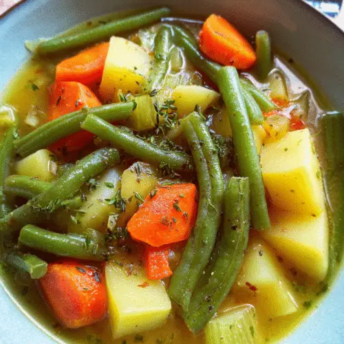 Klassischer Gemüse-Eintopf mit Kartoffeln & grünen Bohnen – deftig, vegan & schnell gemacht