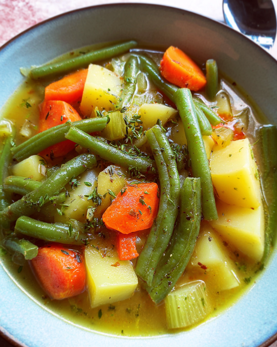 Klassischer Gemüse-Eintopf mit Kartoffeln & grünen Bohnen – deftig, vegan & schnell gemacht