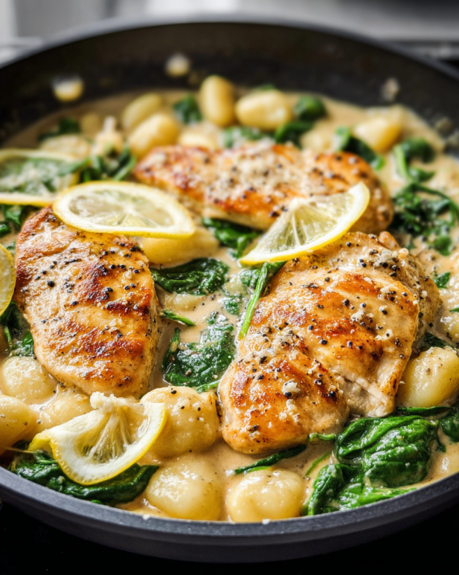 Zitronen-Hähnchen Gnocchi Pfanne