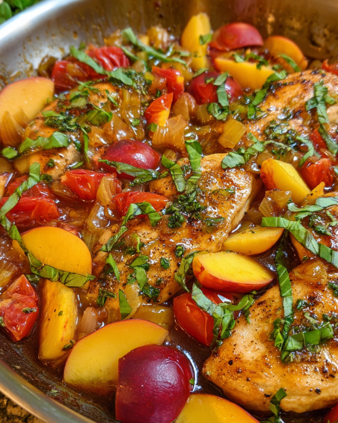 Saftiges Pfirsich-Balsamico-Hähnchen