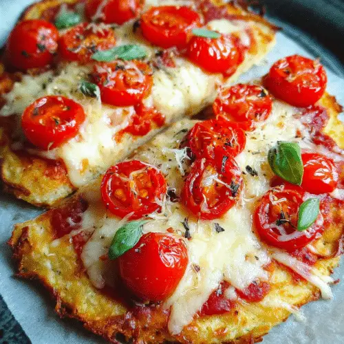 Low-Carb-Quarkpizza mit Tomaten