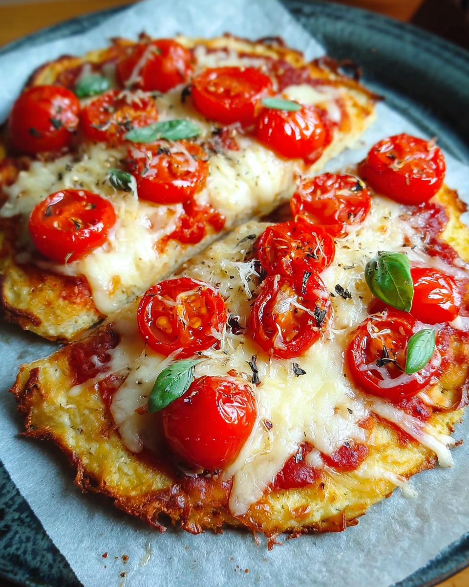Low-Carb-Quarkpizza mit Tomaten