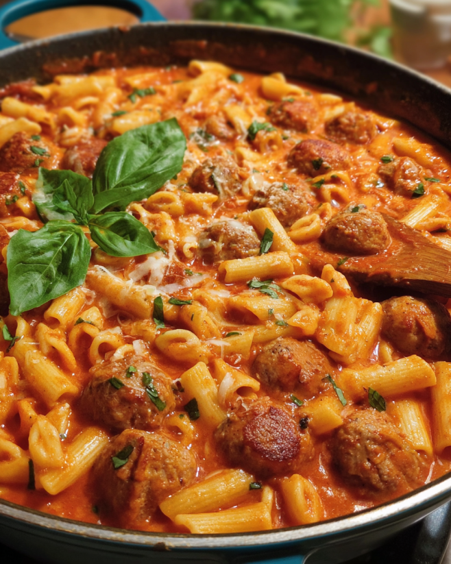 Cremige Pastapfanne mit Bratwurst