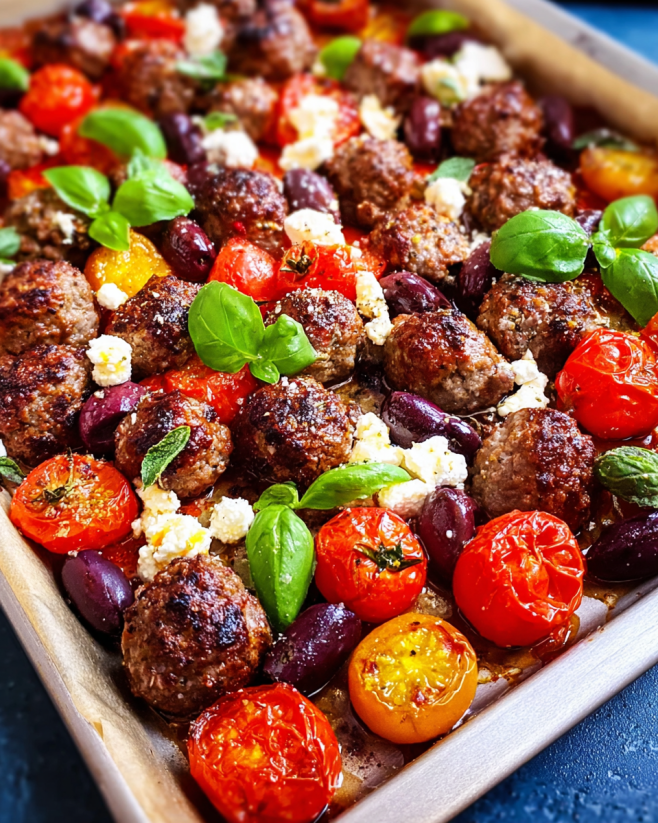 Herzhafte Gyros-Hackbällchen mit Tomaten