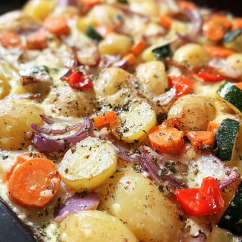 Cremiger Ofengemüse-Kartoffelauflauf