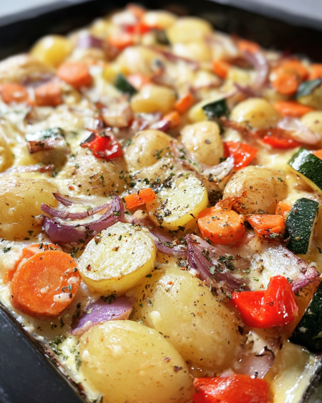 Cremiger Ofengemüse-Kartoffelauflauf