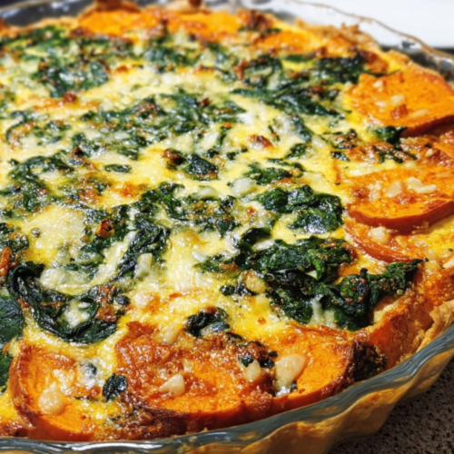 Herzhafte Süßkartoffel-Spinat Quiche