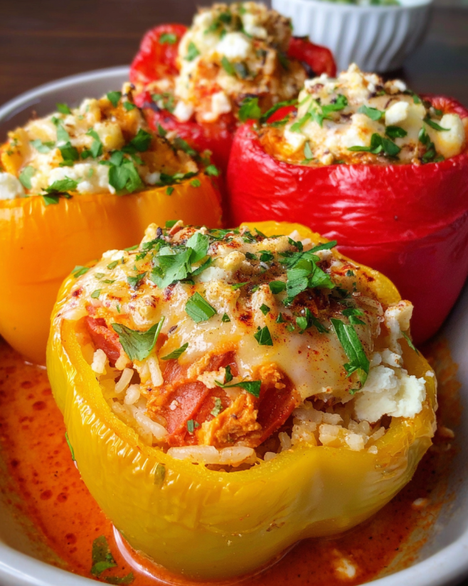 Vegetarische Paprika mit Reis