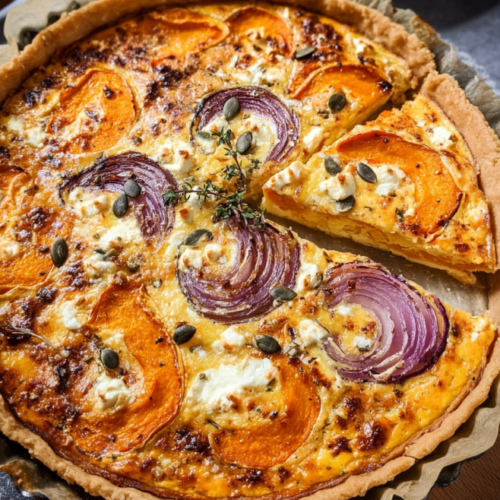 Saftige Kürbis-Quiche mit Feta