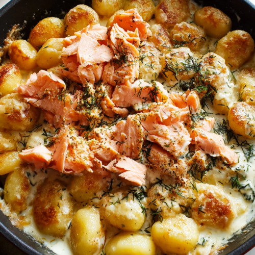 Cremige Gnocchi-Pfanne mit Lachs