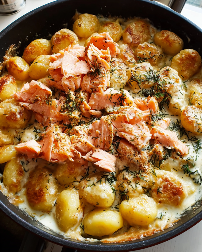 Cremige Gnocchi-Pfanne mit Lachs