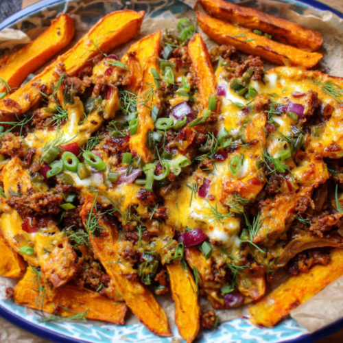 Chili-Cheese-Kürbis-Pommes Deluxe