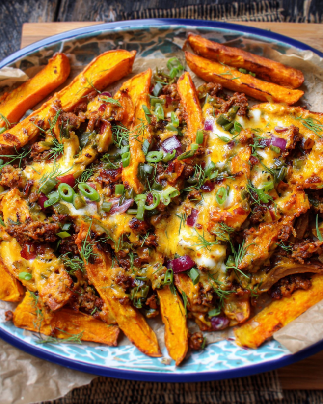 Chili-Cheese-Kürbis-Pommes Deluxe