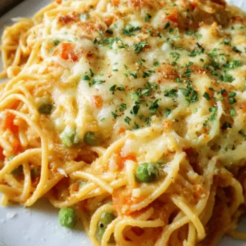 Cremiger Spaghetti-Gemüse-Auflauf