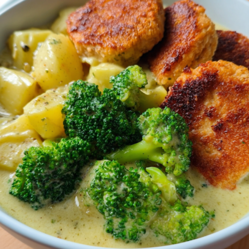 Cremige Bowl mit Senfkartoffeln