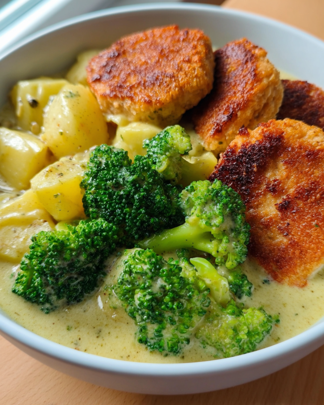 Cremige Bowl mit Senfkartoffeln