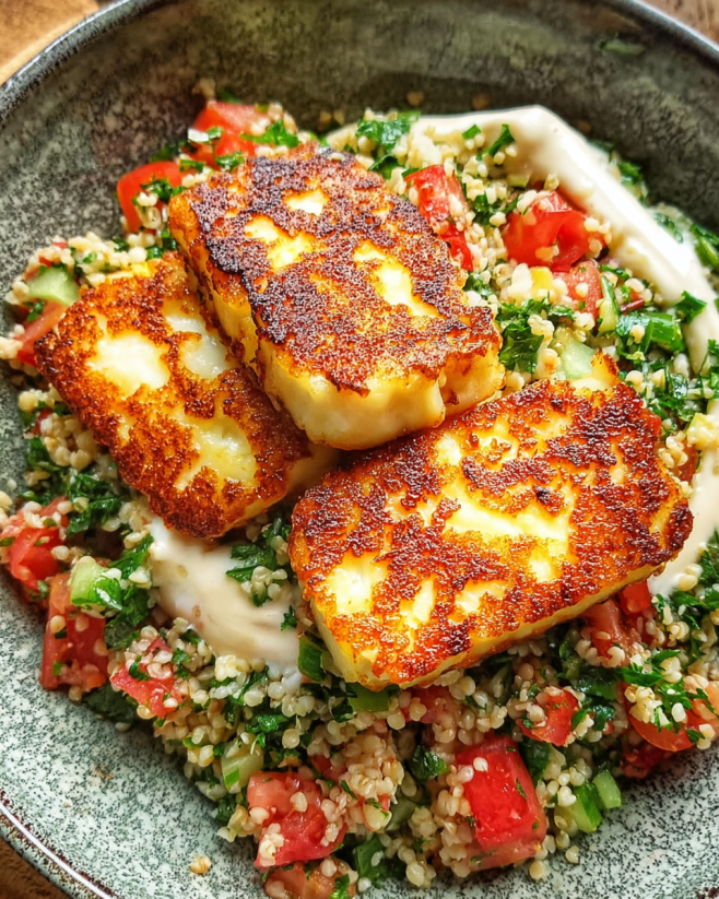Würziger Halloumi mit Tabbouleh