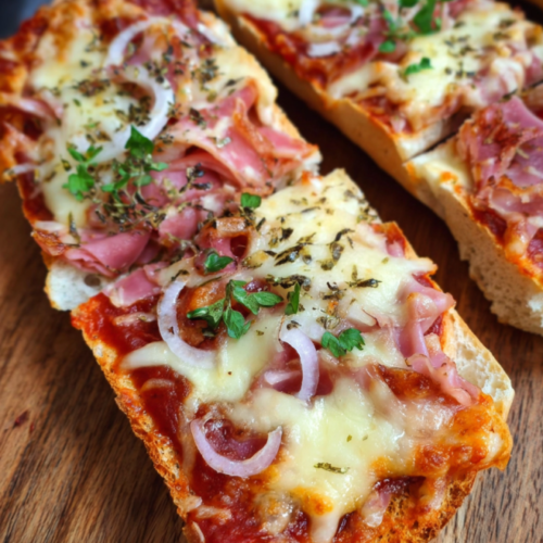 Knusprige Pizza Baguette Happen