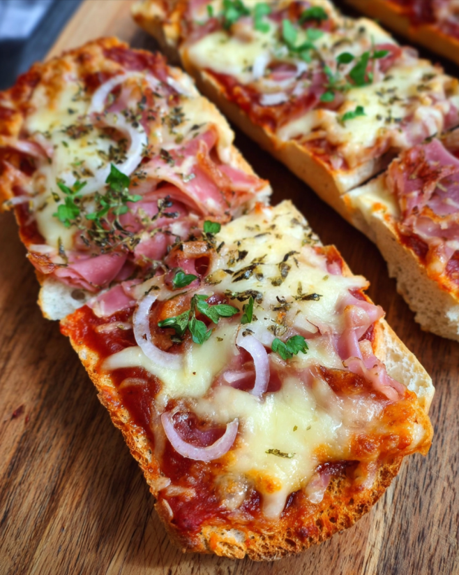 Knusprige Pizza Baguette Happen