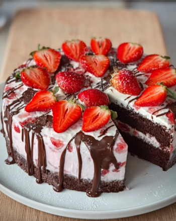 Luftige Erdbeer-Schoko-Joghurttorte
