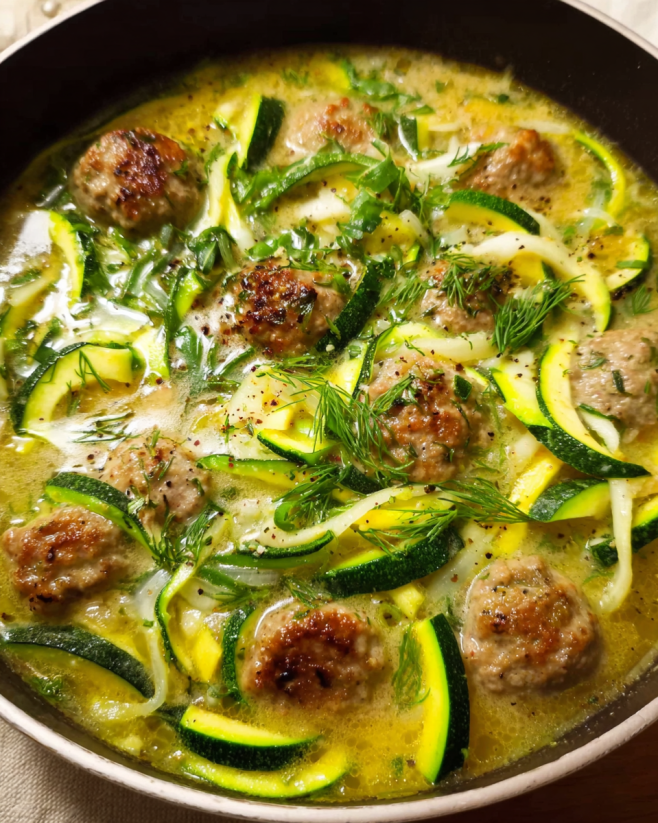 Zucchini-Topf mit Hackbällchen