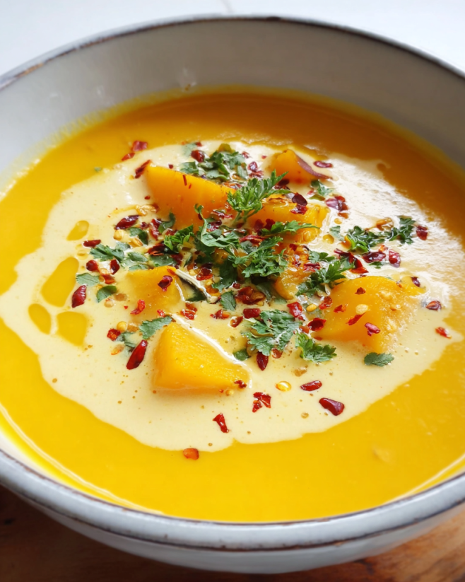 Cremige Kürbissuppe mit Kokos