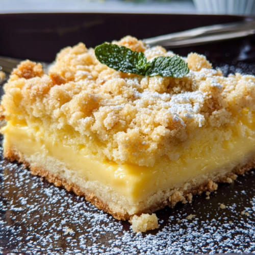 Cremiger Pudding-Streuselkuchen vom Blech