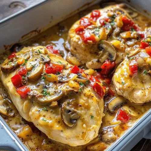 Gratinierte Hähnchenbrust in Pfeffersauce