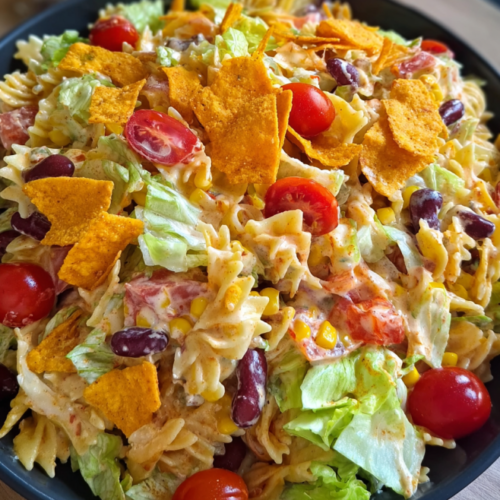 Bunter Taco-Nudelsalat mit Crunch