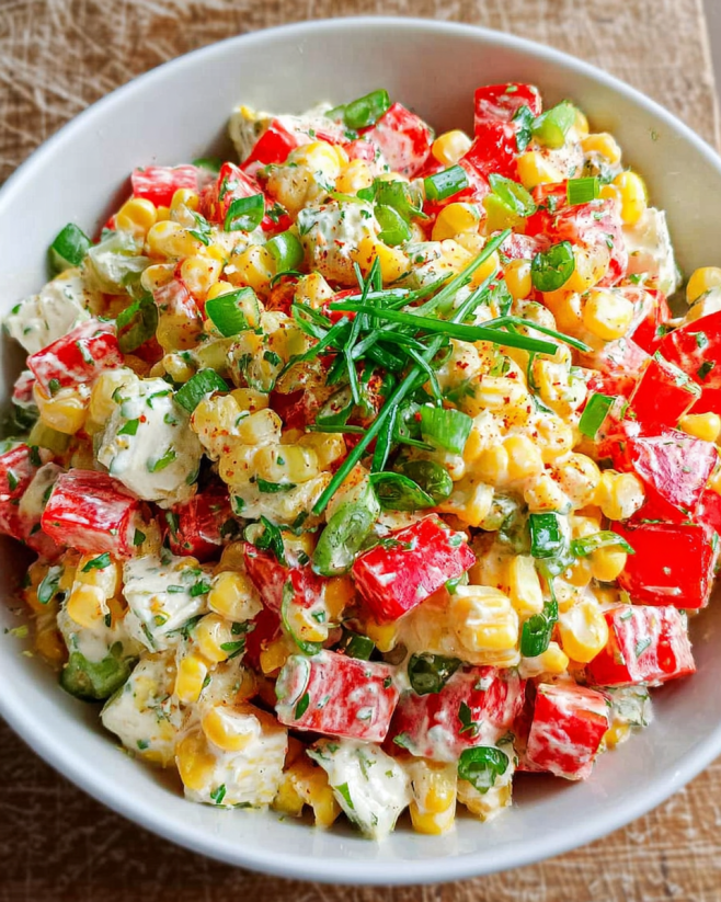 Frischer Paprika-Mais-Salat mit Feta