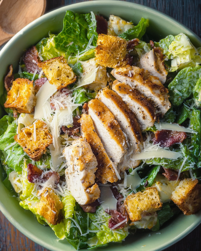 Knackiger Caesar Salat mit Hähnchen