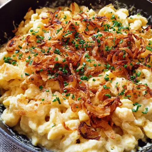 Cremige Käsespätzle mit Röstzwiebeln