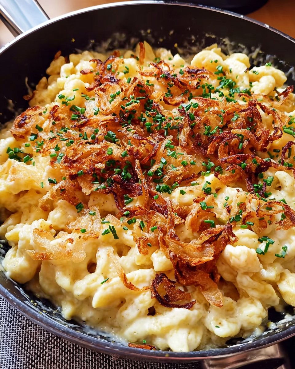 Cremige Käsespätzle mit Röstzwiebeln