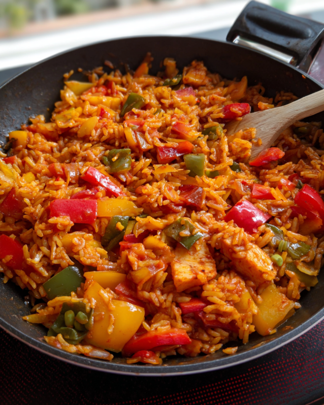 Aromatische Paprika-Reis-Pfanne