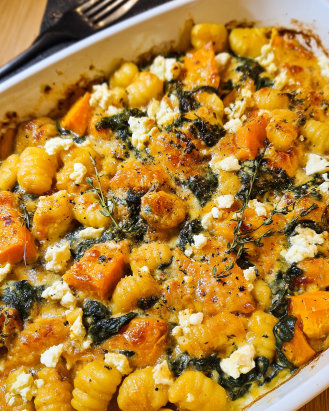 Cremiger Kürbis-Gnocchi-Auflauf