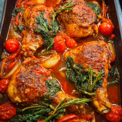 Würziges Hähnchen mit Spinat